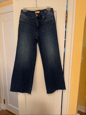 Kut from the Kloth Dark Blue Wide-Leg Jeans with Raw Hem